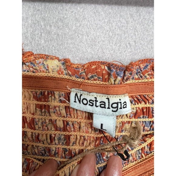 NWT Nostalgia Women’s Boho Long Sleeve Mini Orange Dress Size Large - Picture 13 of 16